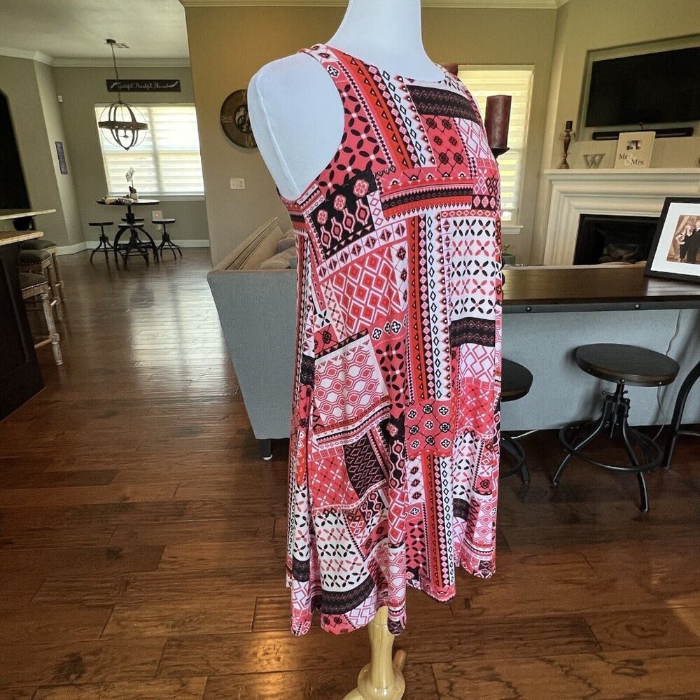Bobbie Brooks Sleeveless Knit Dress Small Soft Casual Summer Patchwork Print S - Picture 7 of 14